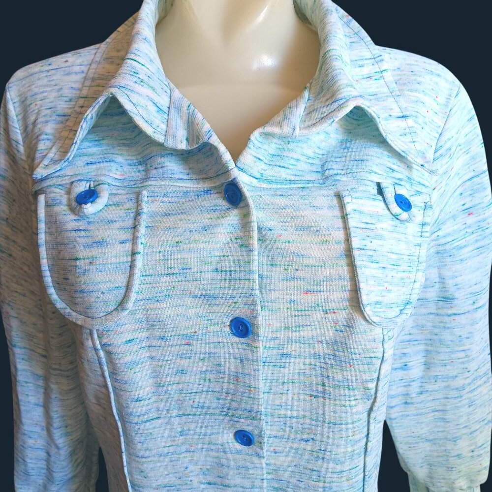 1OF1 Medium Blazer Jacket Womens True Vintage Speckled Disco Handmade 1970's Mom